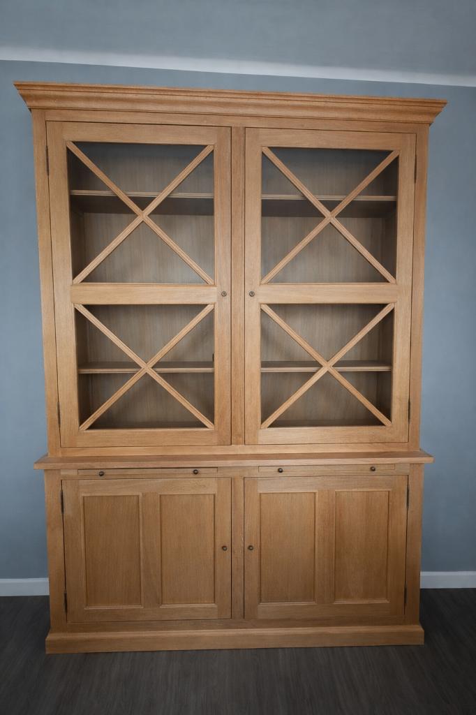 Landelijke massief houten buffetkast / vitrinekast, Maison & Meubles, Armoires | Buffets, Utilisé, 200 cm ou plus, 150 à 200 cm