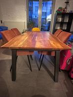 Eettafel acaciahout 180cm lang, Ophalen, Gebruikt, 50 tot 100 cm, Vijf personen of meer