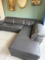 Salon cuir véritable gris - chateau d’Ax, Enlèvement, Utilisé, Cuir