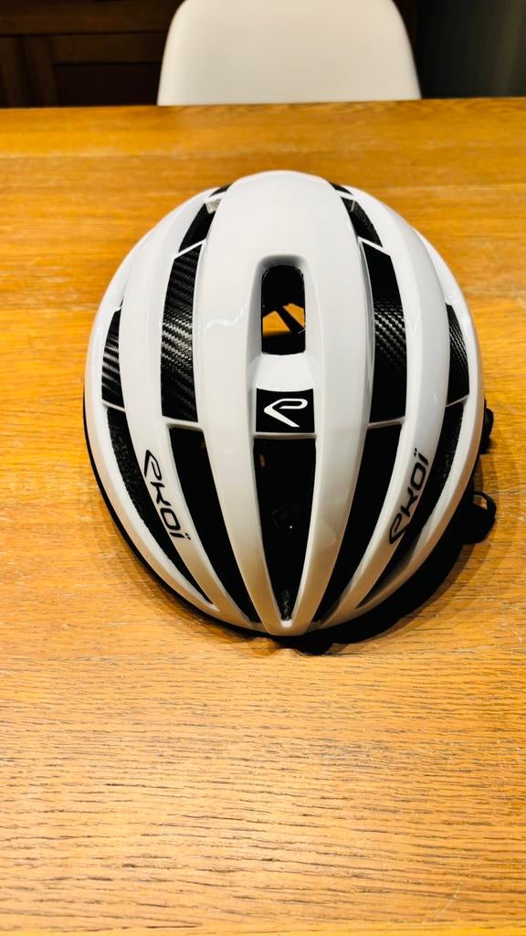 Fietshelm EKOI Perf GARA Wit Logo Zwart + carbonlook, Fietsen en Brommers, Ophalen, Nieuw, L, Heer of Dame