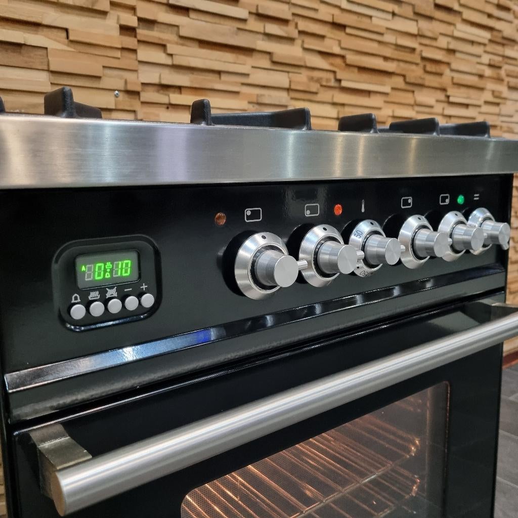 🔥Luxe Boretti Fornuis 60cm hoogglans zwart + rvs 4 pits, Gaz, Classe énergétique A ou plus économe, 4 zones de cuisson, Comme neuf