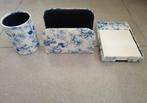 Vintage 3-Delige Bureau Set in Blauwe Toile de Jouy, Ophalen of Verzenden, Zo goed als nieuw