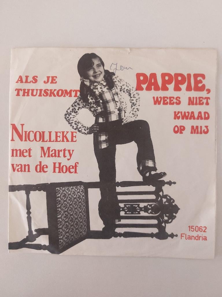Nicolleke & Marty Van De Hoef -Pappie Wees Niet Kwaad Op Mij, CD & DVD, Vinyles Singles, Pressage original, Enlèvement ou Envoi