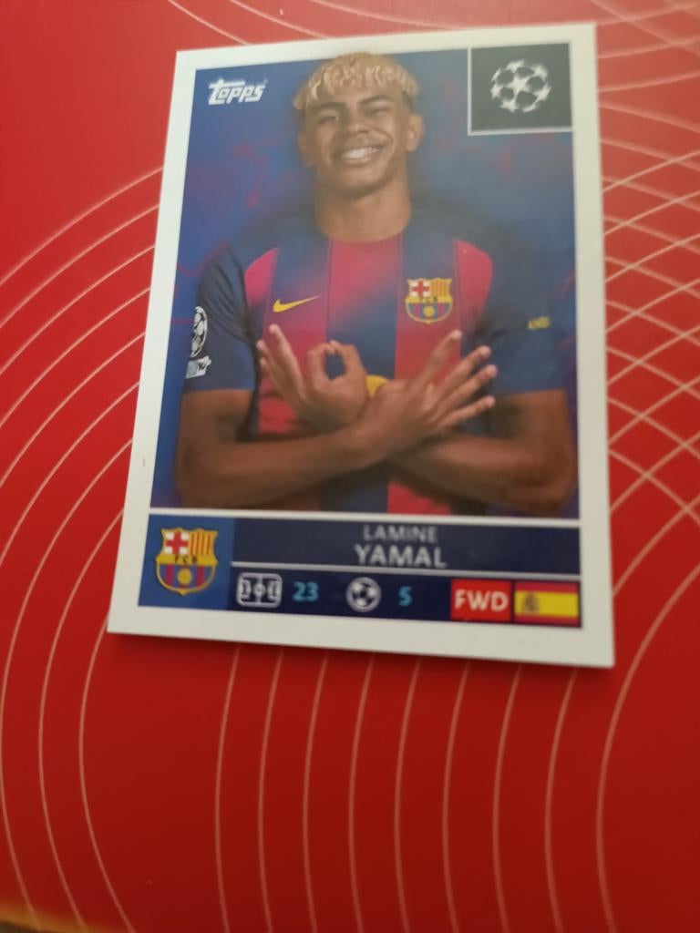 Sticker Yamal Barcelona Topps Champions League 2025/26, Hobby en Vrije tijd, Stickers en Plaatjes, Ophalen of Verzenden, Sticker