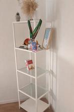 Étagère blanche moderne avec tablettes en verre, Maison & Meubles, Enlèvement, Comme neuf