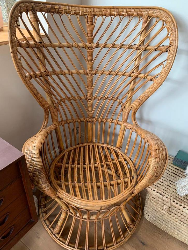 Gio Ponti rotan stoel, Huis en Inrichting, Stoelen, Zo goed als nieuw, Eén, Riet of Rotan, Bruin, Ophalen