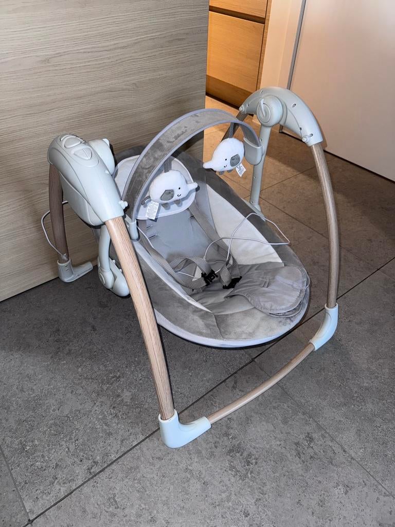 Bojungle Wipstoel - Wit Grijs en Houtkleur Zo goed als nieuw, Kinderen en Baby's, Ophalen, Zo goed als nieuw, Wipstoel