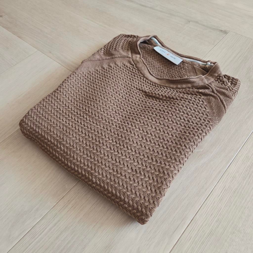 Stijlvolle bruine trui Cast Iron maat S met reliefpatroon., Bruin, Verzenden, Cast Iron, Gedragen