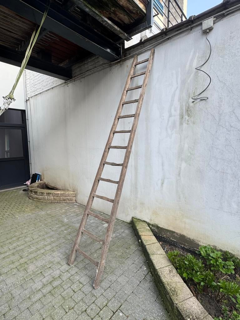 Échelle ancienne en bois vintage – années 60, grande taille, Ophalen