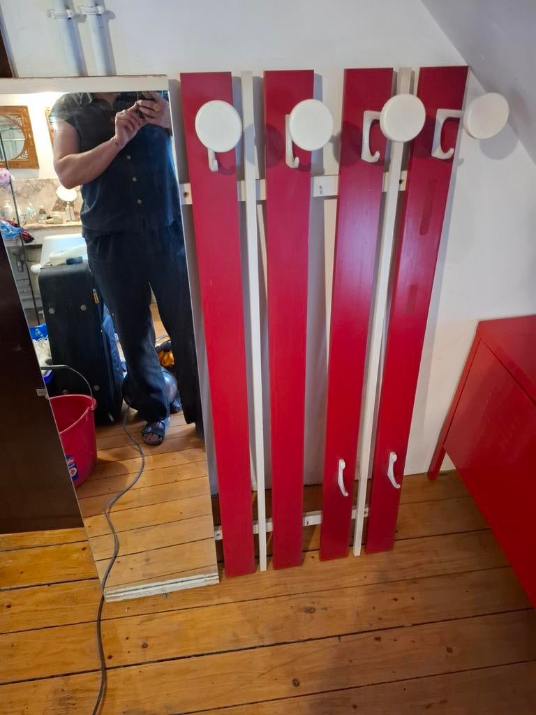 Porte-manteau retro avec miroir, Maison & Meubles, Portemanteau mural, Enlèvement, Utilisé, 100 à 150 cm