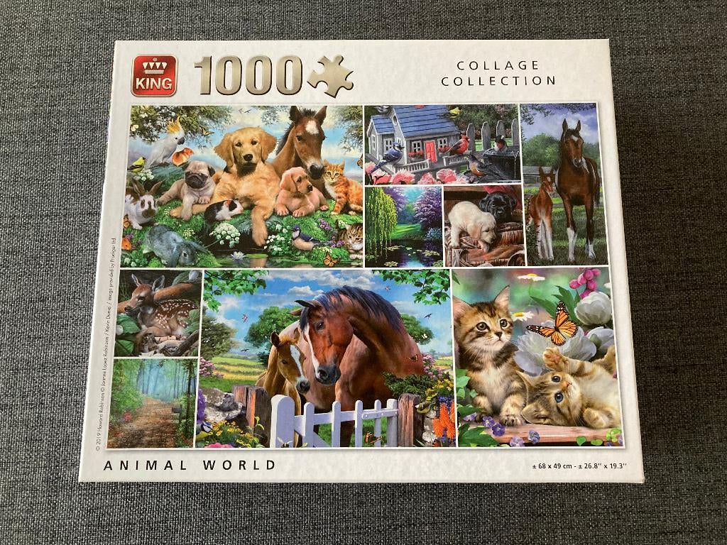 Puzzel 'Animal World', merk : King, 1000 stukjes, compleet, Hobby en Vrije tijd, Ophalen of Verzenden, 500 t/m 1500 stukjes, Zo goed als nieuw