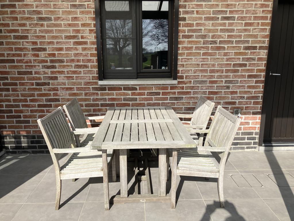 Gloster tuinset, Jardin & Terrasse, Ensembles de jardin, Utilisé, Salons de jardin, Bois de teck, 4 places, Table à dinner, Chaise