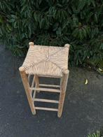 Tabouret de bar en bois avec assise tissée, Avec repose-pieds, 2 tabourets, Enlèvement, Utilisé