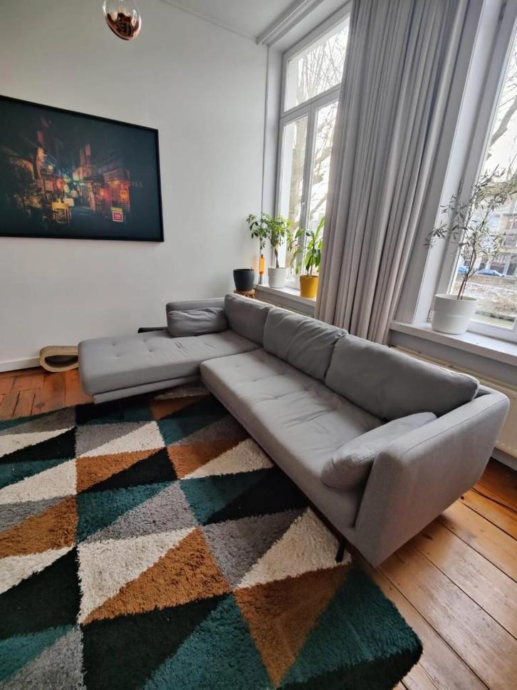 Grijze hoekbank met hoek links, Maison & Meubles, Canapés | Salons, Utilisé, Banc d'angle, Trois personnes, 250 à 300 cm, 150 cm ou plus