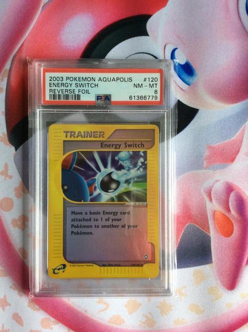 Pokemon Energy Switch Aquapolis Reverse Holo Foil PSA 8 WOTC, Hobby en Vrije tijd, Verzamelkaartspellen | Pokémon, Nieuw, Losse kaart