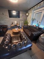 Salon en cuir style "Chesterfield", Huis en Inrichting, Fauteuils, Ophalen, Zo goed als nieuw, Leer
