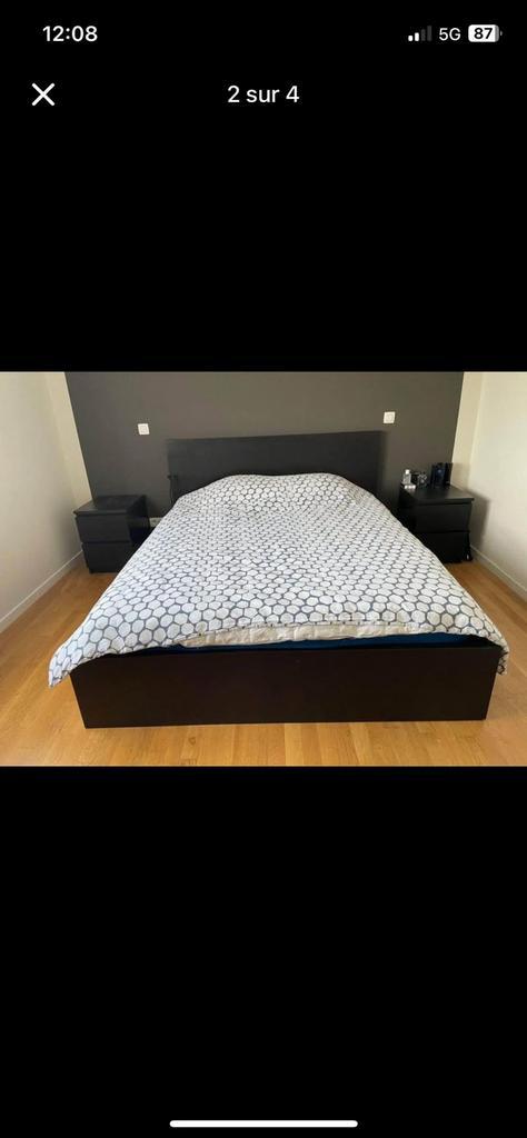 Lit 160x200 + 2 tables de nuits + étagère, Maison & Meubles, Chambre à coucher | Chambres à coucher complètes, Utilisé, Deux personnes