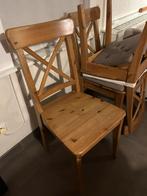 5 bruine en 1 witte houten stoelen, Antiek en Kunst, Ophalen