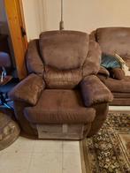 bruine stoffen zetels met mechanische relax, Huis en Inrichting, Fauteuils, Ophalen, Gebruikt, Stof, 75 tot 100 cm
