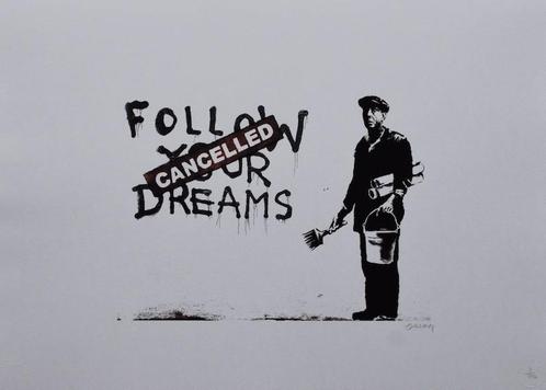 Banksy - Suivez vos rêves (annulé), Antiquités & Art, Art | Lithographies & Sérigraphies, Enlèvement ou Envoi