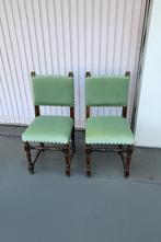 Chaises vintage en bois massif avec assise et dossier vert, Ophalen of Verzenden