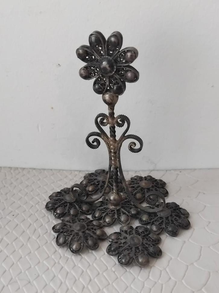 Antieke /Sterling Zilver Filigree /Oorbellenstandaard, Antiek en Kunst, Antiek | Kandelaars, Zilver, Ophalen of Verzenden