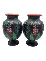 Paar Art Nouveau-vazen met bloemendecoratie - het begin 20e, Antiek en Kunst, Antiek | Porselein, Ophalen of Verzenden