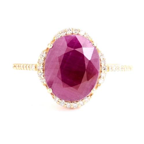 Gouden Ring met Robijn en Diamanten – IGI Gecertificeerd, Handtassen en Accessoires, Ringen, Nieuw, Dame, Goud, Met edelsteen