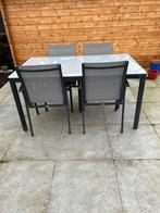 Tuintafel + 4 stoelen, Tuin en Terras, Tuintafels, Ophalen of Verzenden, Zo goed als nieuw, Rechthoekig