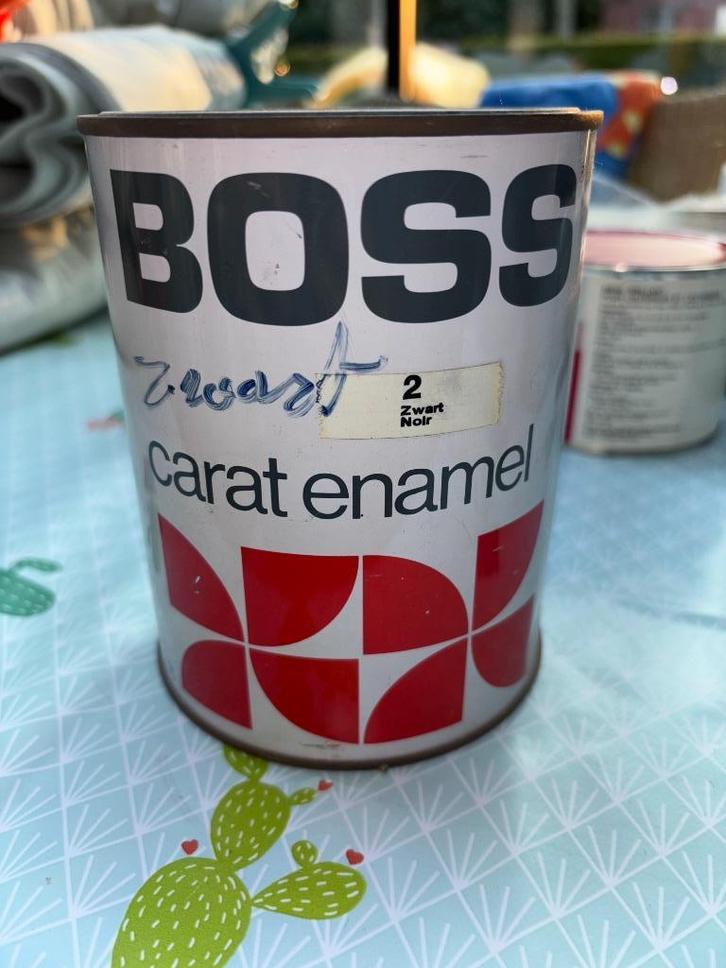 VERF HOOGGLANSLAK – ZWART  - CARAT – BOSS PAINTS, Doe-het-zelf en Bouw, Verf, Beits en Lak, Zo goed als nieuw, Lak, Minder dan 5 liter