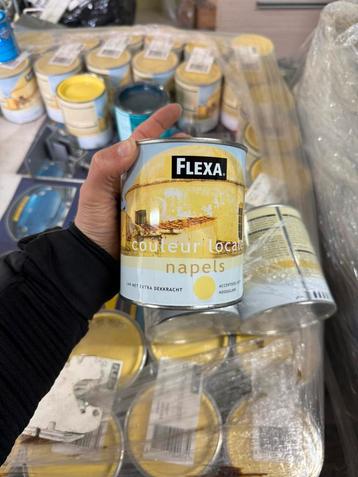 Verf Napels Geel Flexa €10/stuk, Doe-het-zelf en Bouw, Ophalen, Zo goed als nieuw, Geel, Verf