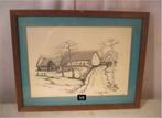 Mooie Tekening 'Hoeve met Boom' - De Gruyter Hugo, Ophalen of Verzenden