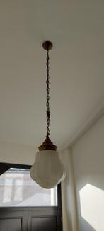 Lampe à suspension ancienne en opaline blanche, Comme neuf, 75 cm ou plus, Enlèvement, Art Deco