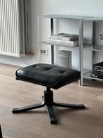 Vintage Deense lederen ottoman, Huis en Inrichting, Ophalen, Zo goed als nieuw, Hout