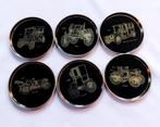 vintage 6 metalen coasters oude auto's made Finland, Antiek en Kunst, Ophalen of Verzenden