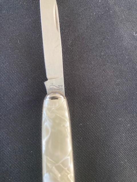 Vintage Duits zakmes – walvisgravure – parelmoer handvat, Antiek en Kunst, Curiosa en Brocante, Ophalen of Verzenden