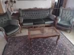 Groen antiek velours salon - stijl louis XIV en salontafel, Antiek en Kunst, Ophalen