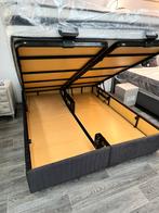 Lit boxspring 160/200 avec matelas neuf, Maison & Meubles, Neuf, Gris, Enlèvement ou Envoi, Capitonné
