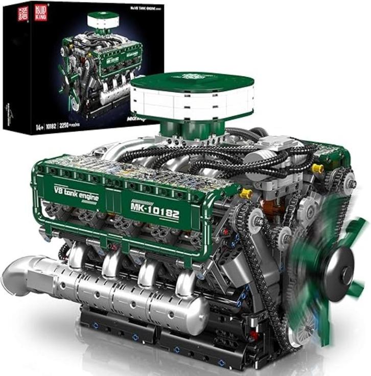 Mould King |  V8 Motorbouwset | Twin Turbo | Nieuw, Hobby en Vrije tijd, Modelbouw | Auto's en Voertuigen, Nieuw, Overige typen