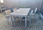 Tafel teak en 6 Stoelen, Ophalen, Gebruikt, 6 zitplaatsen, Teakhout