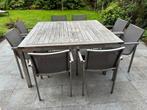 Bristol tek tuintafel +8 stoelen, Tuin en Terras, Tuintafels, Ophalen, Gebruikt, Vierkant, Teakhout