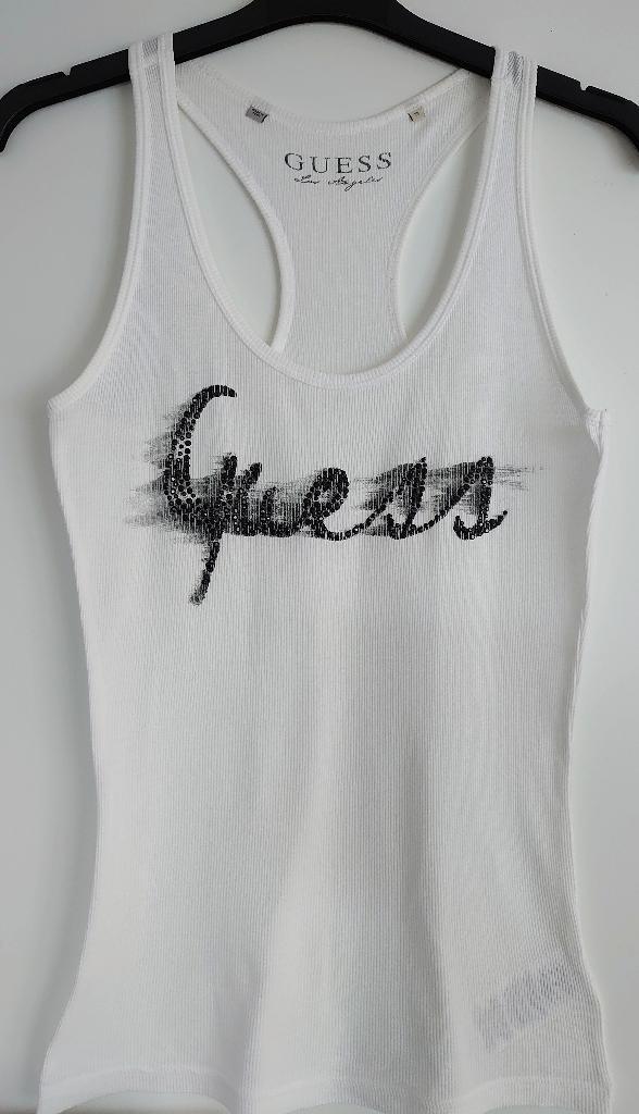 Top topje met zwarte strass van Guess - M, Kleding | Dames, Topjes, Nieuw, Maat 38/40 (M), Wit, Zonder mouw, Ophalen of Verzenden