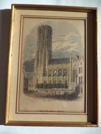 1843 F. Stroobant handgekleurde gravure Mechelen St Rombouts, Antiek en Kunst, Kunst | Etsen en Gravures, Ophalen of Verzenden