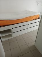 Lit avec rangement, sommier modulable, matelas et surmatelas, Ophalen, Zo goed als nieuw, Eenpersoons