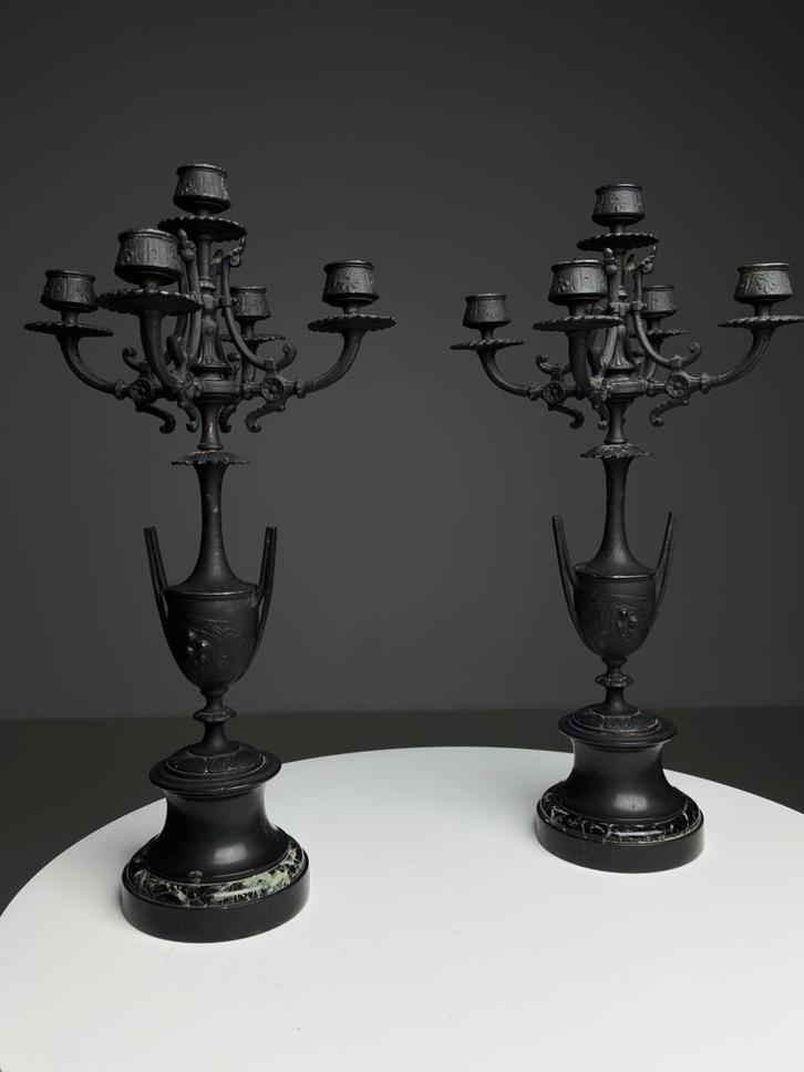 Antique Pair of Late 19th – Early 20th Century Candelabra, Antiek en Kunst, Antiek | Kandelaars, Ophalen of Verzenden