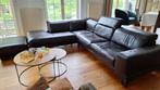 Hoeksalon bruin leder (Natuzzi) met verstelbare hoofdsteunen, Ophalen, Gebruikt, Leer, Modern, strak