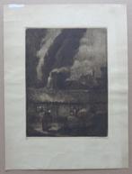 RENE LOMBAERTS / VROUW BIJ HOEVE / ZW-W ETS / 41x31cm / SIG, Antiek en Kunst, Kunst | Etsen en Gravures, Ophalen of Verzenden