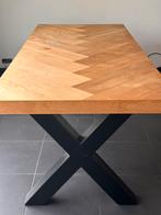 Eiken visgraattafel 220x98, Huis en Inrichting, Tafels | Eettafels, Ophalen, Gebruikt, Eikenhout, 200 cm of meer