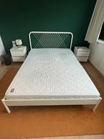 Bedframe met lattenbodem en eventueel matras 140x200, Huis en Inrichting, Slaapkamer | Bedden, Ophalen, Gebruikt, Wit, Tweepersoons