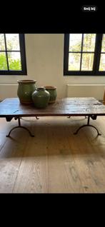 Table basse en poutres anciennes, Maison & Meubles, Landelijke stijl, 100 à 150 cm, Chêne, Rectangulaire